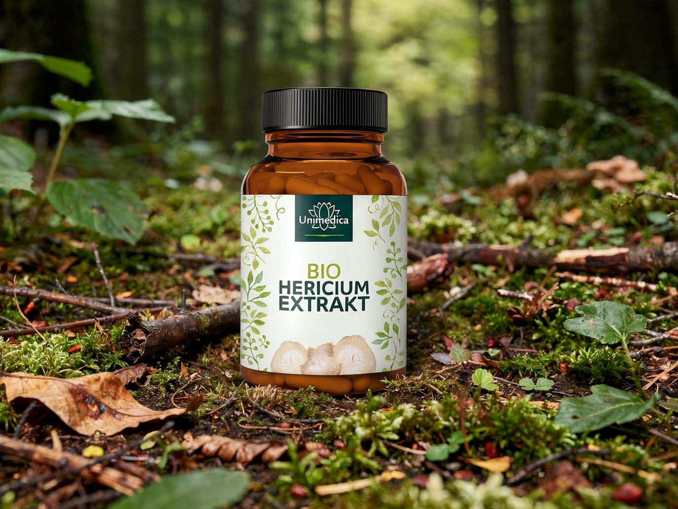 Extrait biologique de Hericium - Crinière de lion - 1 000 mg par dose journalière (2 gélules) - avec 30 % de polysaccharides - 90 gélules - de Unimedica