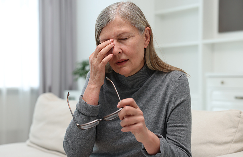 Augenschmerzen und trockene Augen treten bei vielen Frauen in den Wechseljahren auf.