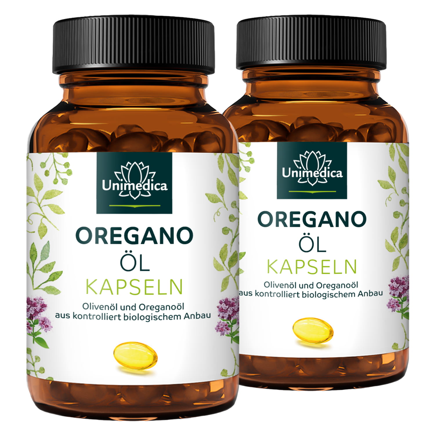 2er-Sparset: Oregano Öl - 135 mg pro Tagesdosis (1 Kapsel) - 2 x 60 Softgelkapseln - von Unimedica