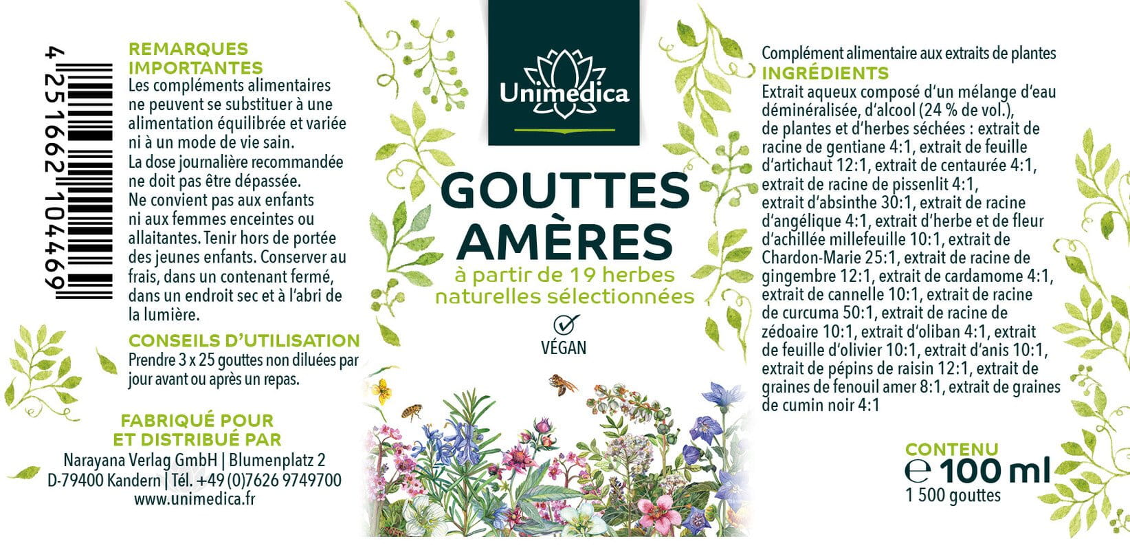Gouttes amères - 100 ml - par Unimedica