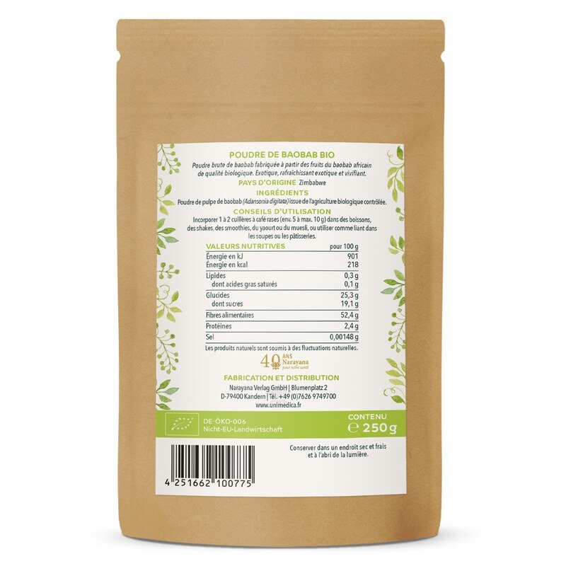 Poudre de baobab bio - 250 g - par Unimedica