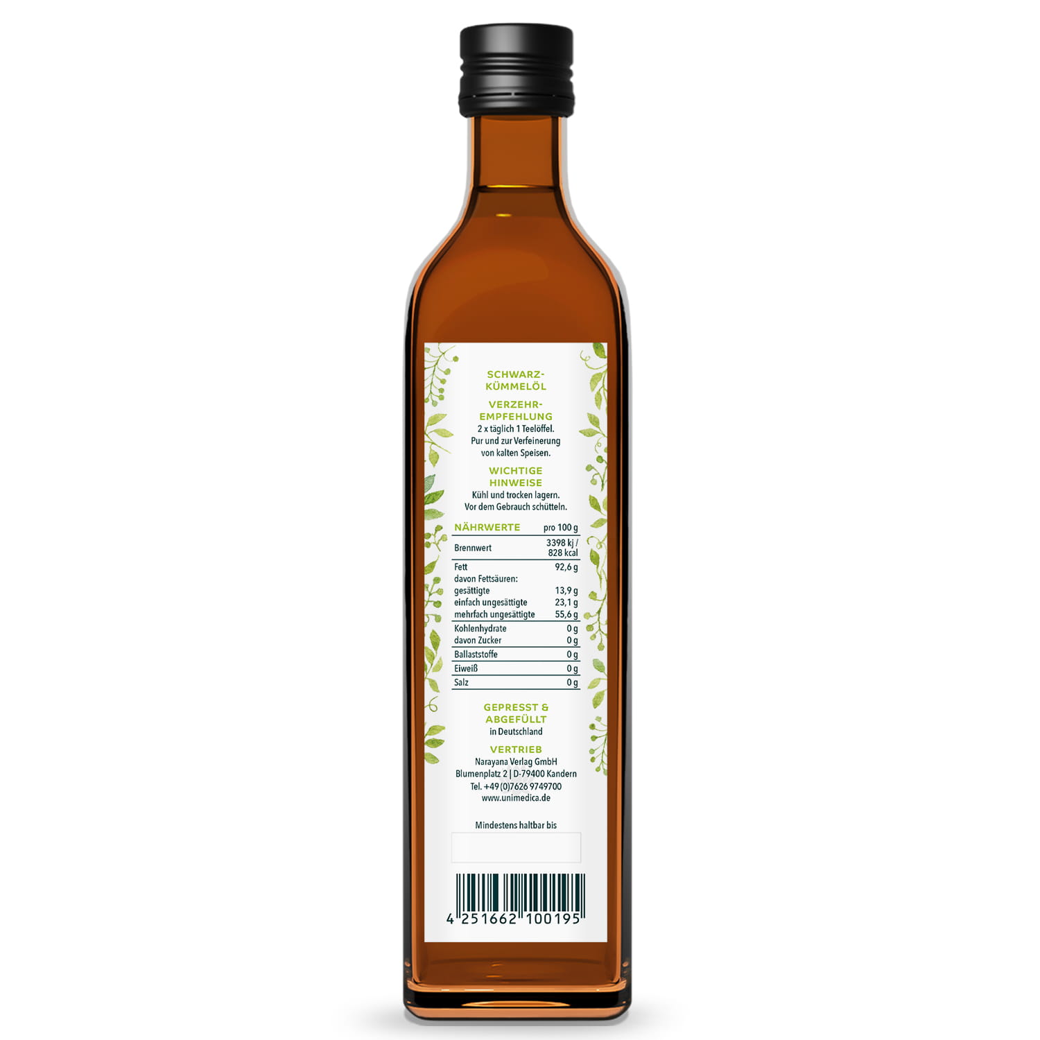 Schwarzkümmelöl ungefiltert - 1.000 ml - von Unimedica