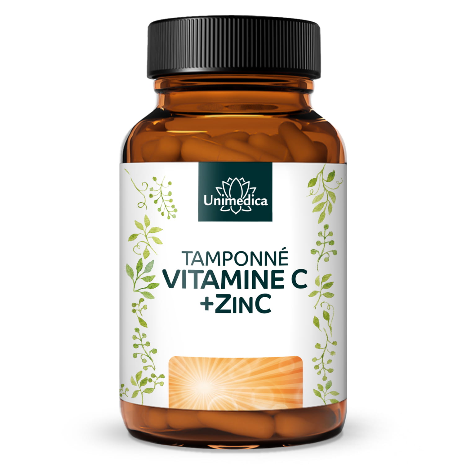 Vitamine C tamponnée + zinc - 1 000 mg de vitamine C et 20 mg de zinc par dose journalière (2 gélules) - 365 gélules - par Unimedica