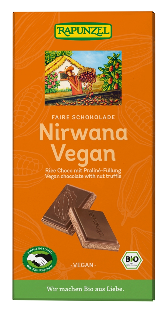 Nirwana vegane Schokolade - Rice Choco mit Praliné-Füllung - Bio - 100 g