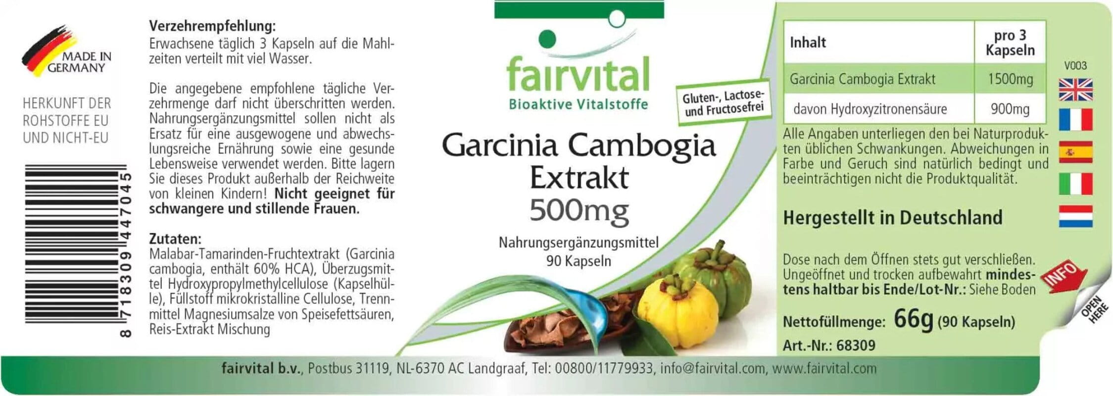Garcinia Cambogia Extrakt 500 mg - 90 Kapseln