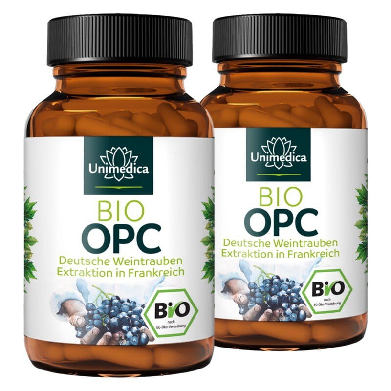 2er-Sparset: Bio OPC - mit 30 % reinem OPC Gehalt - 300 mg OPC pro Tagesdosis (2 Kapseln) - 2 x 60 Kapseln - von Unimedica