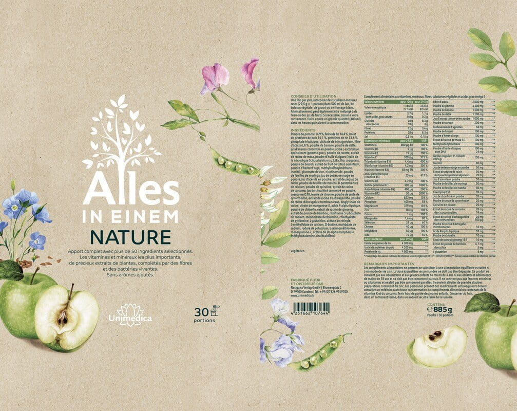 Lot: Tout en un NATURE & GREEN - complexe nutritif de base - poudre - par Unimedica