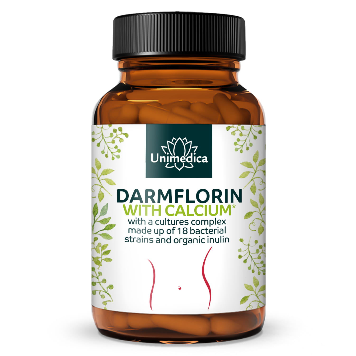 Darmflorin (intestinal flora) with Calcium  with cultured complex from 18 bacteria strains and organic inulin - 180 capsules - from Unimedica