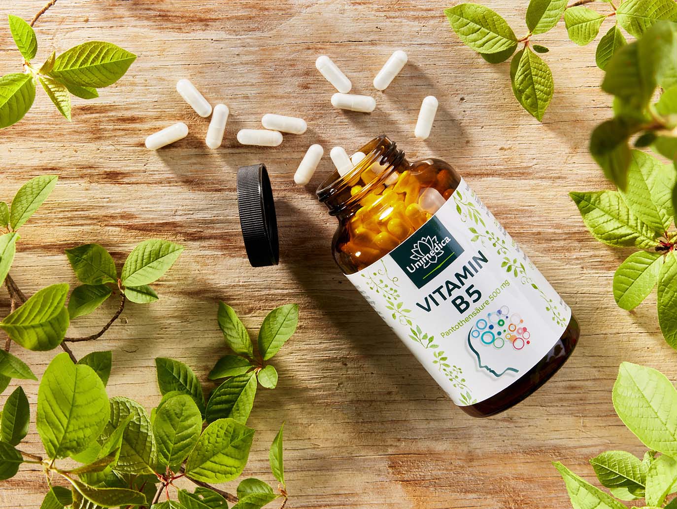 Vitamin B5 - Pantothensäure - 500 mg pro Tagesdosis (1 Kapsel) - hochdosiert - 180 Kapseln - von Unimedica