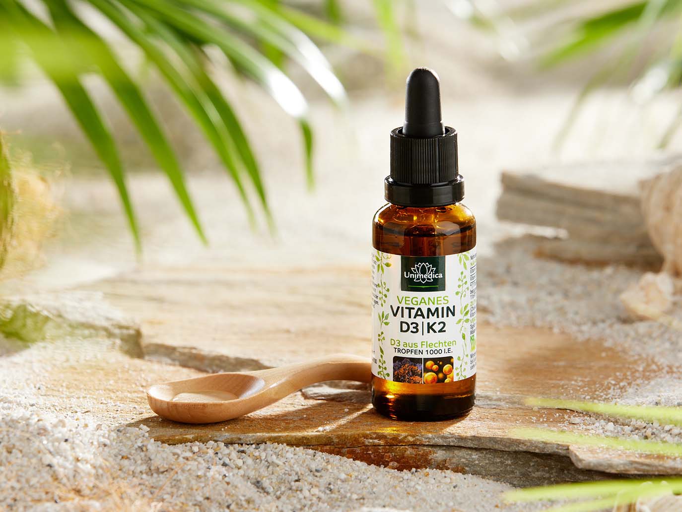 Vegan Vitamin D3/K2 with D3 from lichens and K2Vital from Kappa - D3 1,000 IU (25 µg) / K2 21 µg per daily dose (1 drop) - 30 ml - by Unimedica