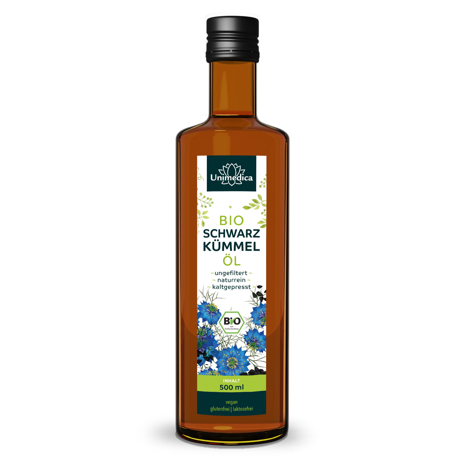 Bio Schwarzkümmelöl ungefiltert - 500 ml - von Unimedica