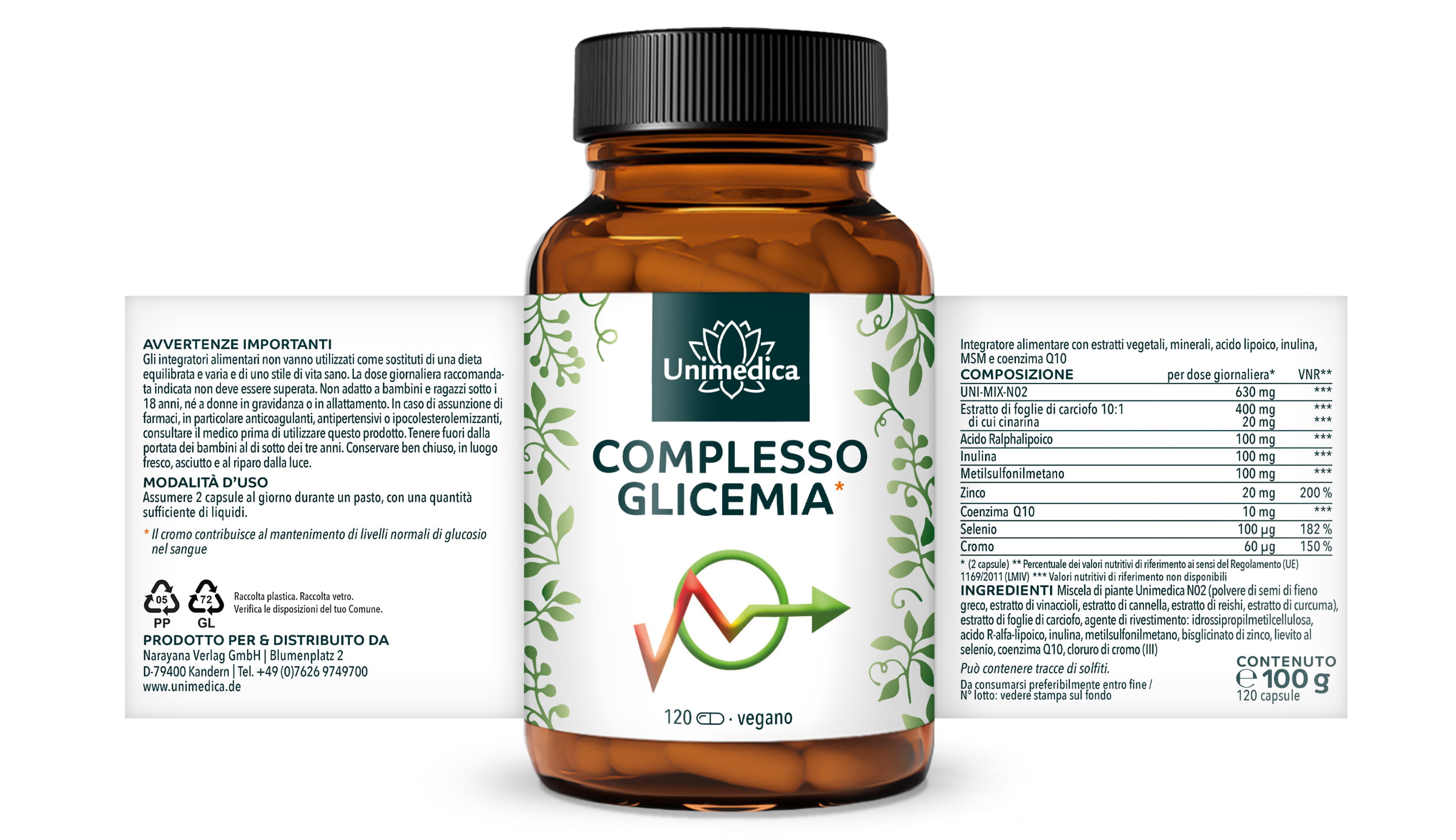 Complesso per la glicemia* - vegano - 120 capsule - di Unimedica
