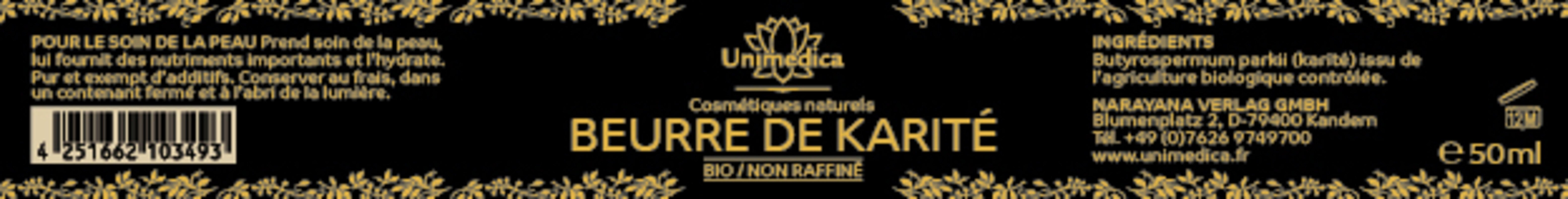 Beurre de karité BIO  non raffiné  50 ml - par Unimedica