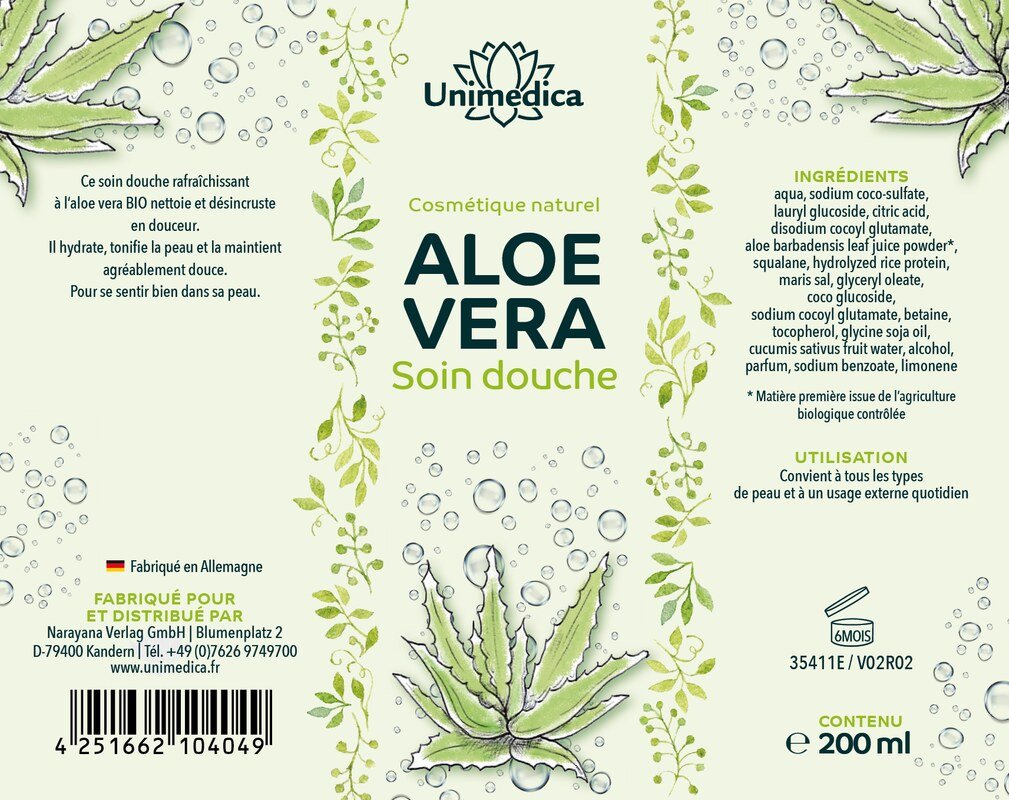Soin douche à l'aloe vera - 200 ml - par Unimedica