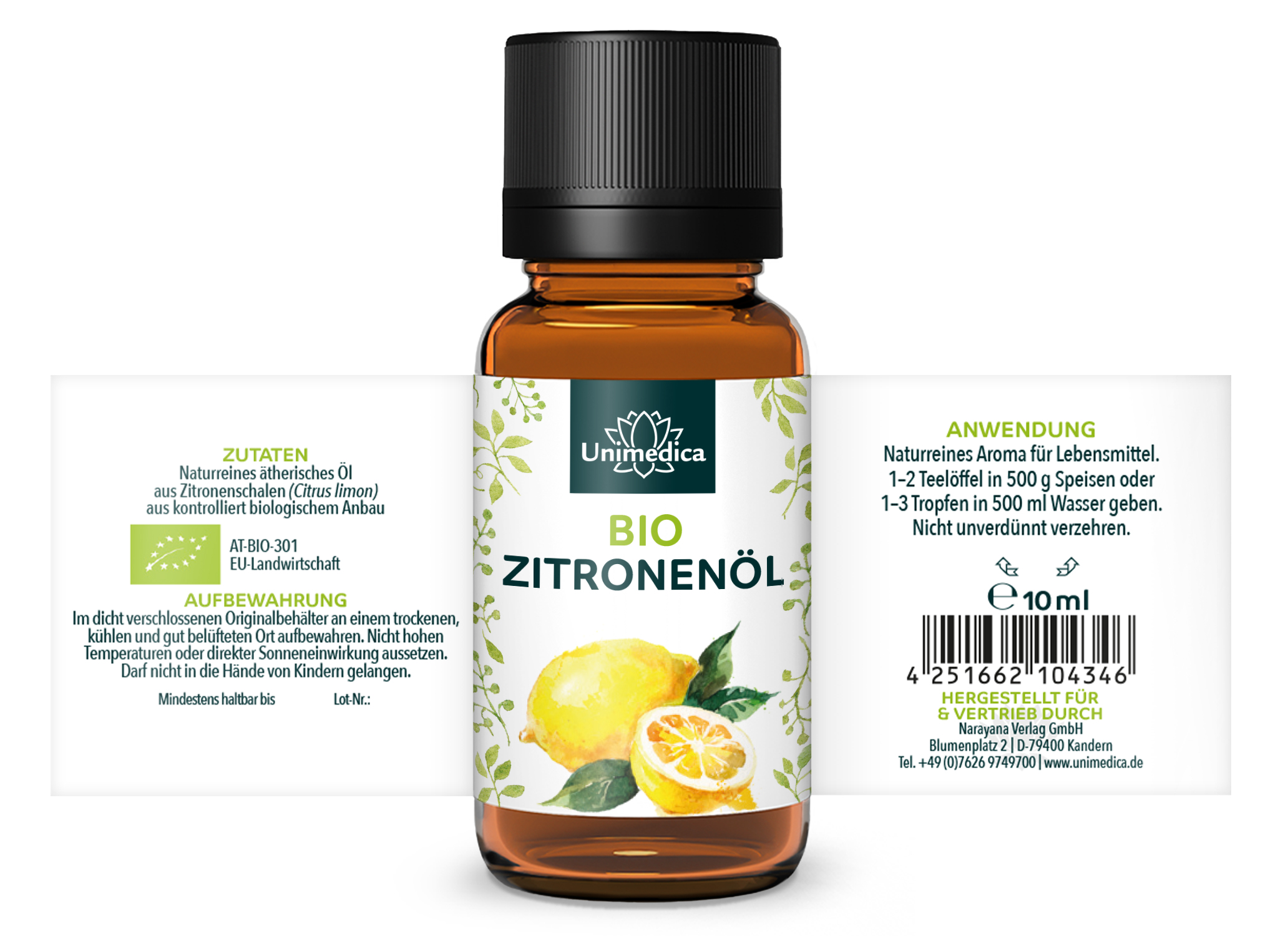 Bio Zitronenöl - ätherisches Öl - 10 ml - von Unimedica