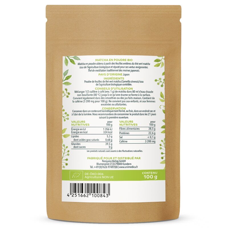 Matcha en poudre - 100 g - thé vert traditionnel japonais