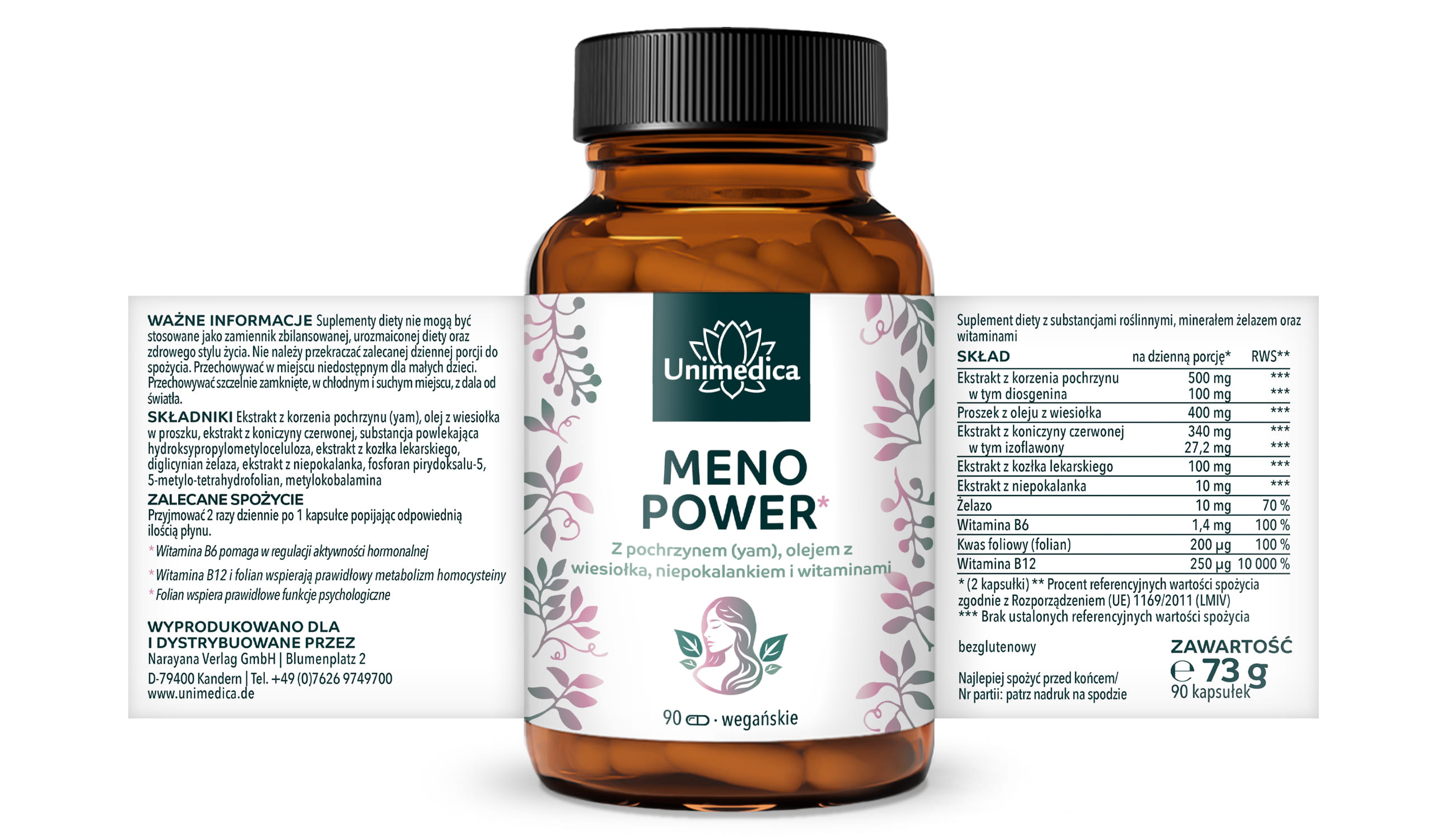 Menopower* - kompleks równowagi hormonalnej z korzeniem yamsu, olejem z wiesiołka, żelazem i witaminami z grupy B - 90 kapsułek - od Unimedica