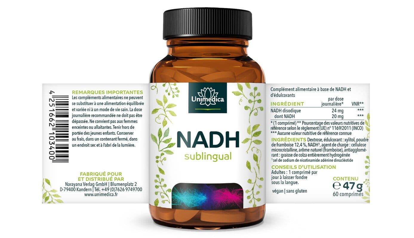 Lot de 2: NADH sublingual - 20 mg - 2 x 60 comprimés - par Unimedica