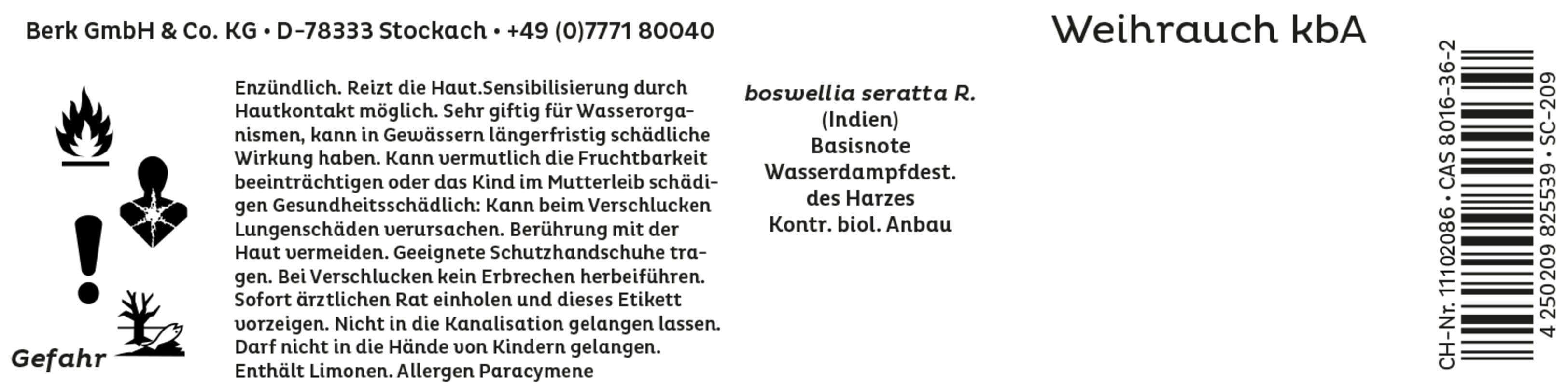 Weihrauch W Ätherisches Öl - Berk - 5 ml