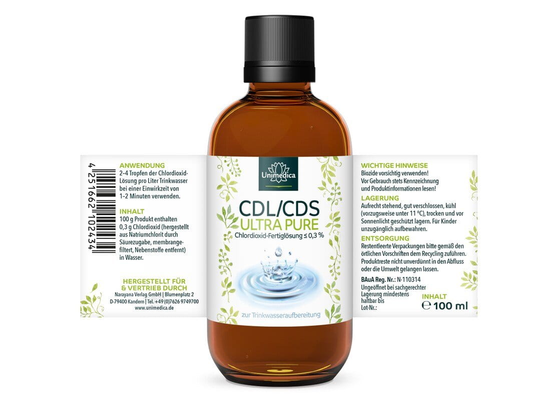 CDL/CDS - ULTRA PURE - Chlordioxid-Fertiglösung ≤ 0,3 % - 100 ml - von Unimedica