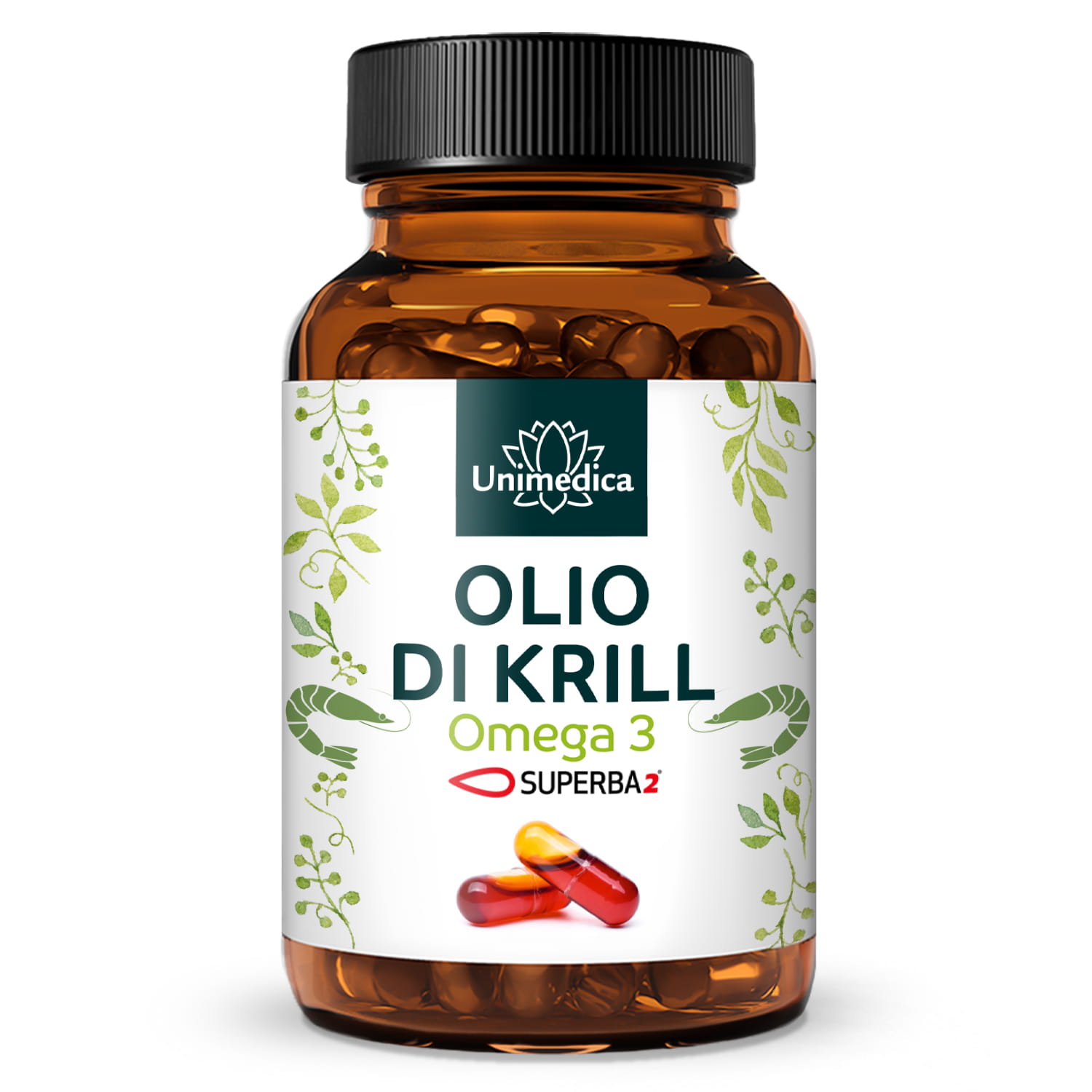 Olio di krill SUPERBA 2™ - ricco di acidi grassi Omega-3 EPA + DHA - 1000 mg di olio di krill per dose giornaliera (2 capsule) - 120 capsule rigide (Licaps®) - di Unimedica - Offerta speciale