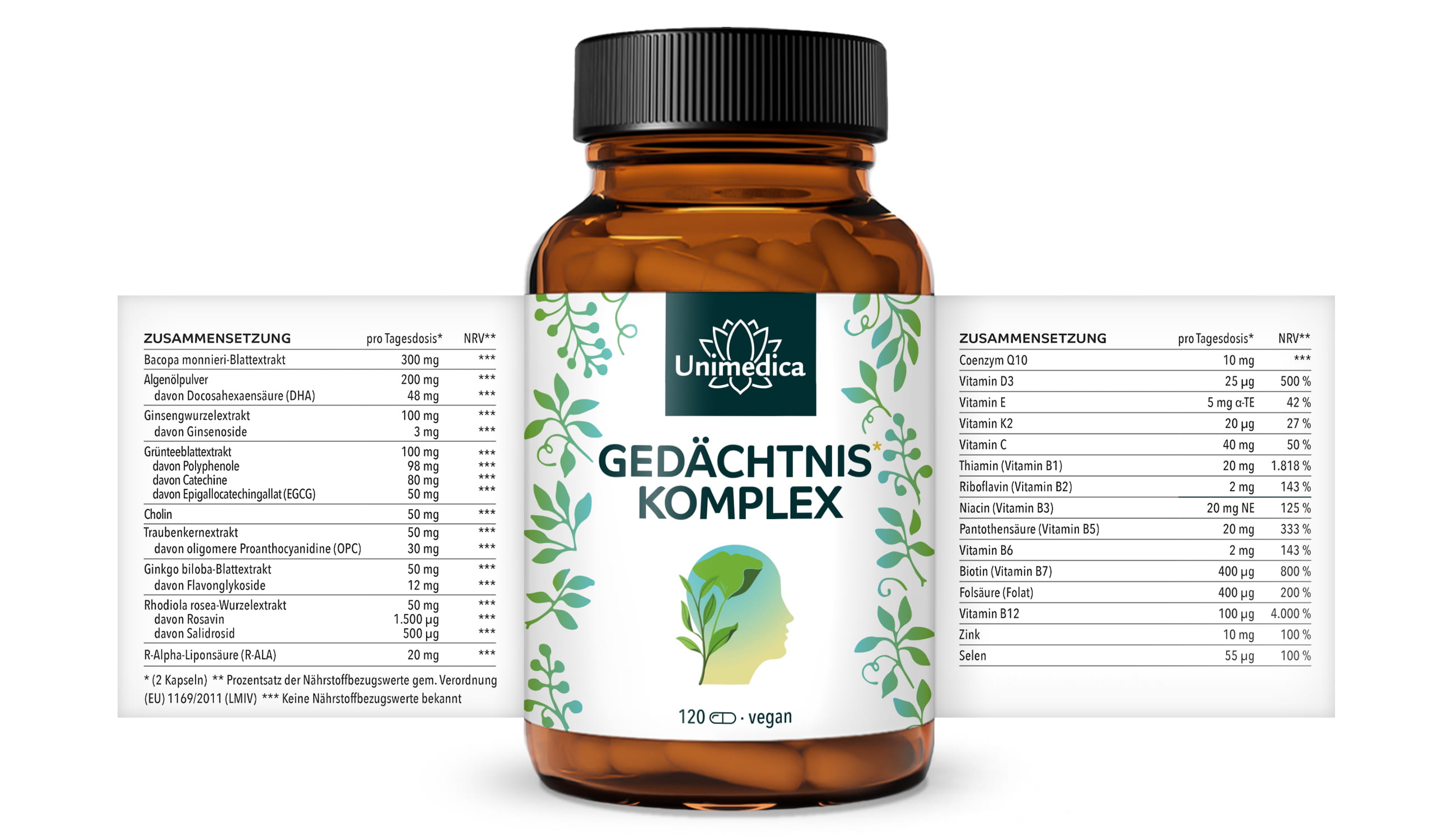 Gedächtnis* Komplex - 120 Kapseln - von Unimedica