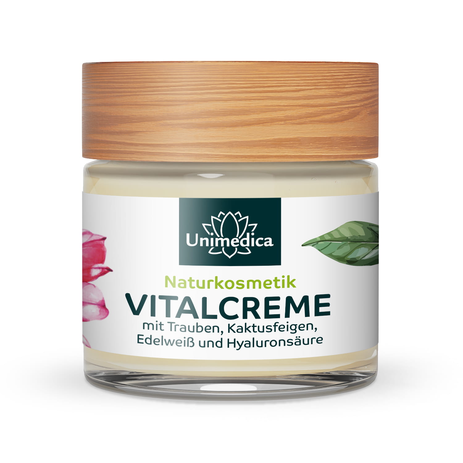 Vital Cream with Grapes, Prickly Pear, Edelweiss and Hyaluronic Acid – 24h Face Cream – 50 ml – by Unimedica