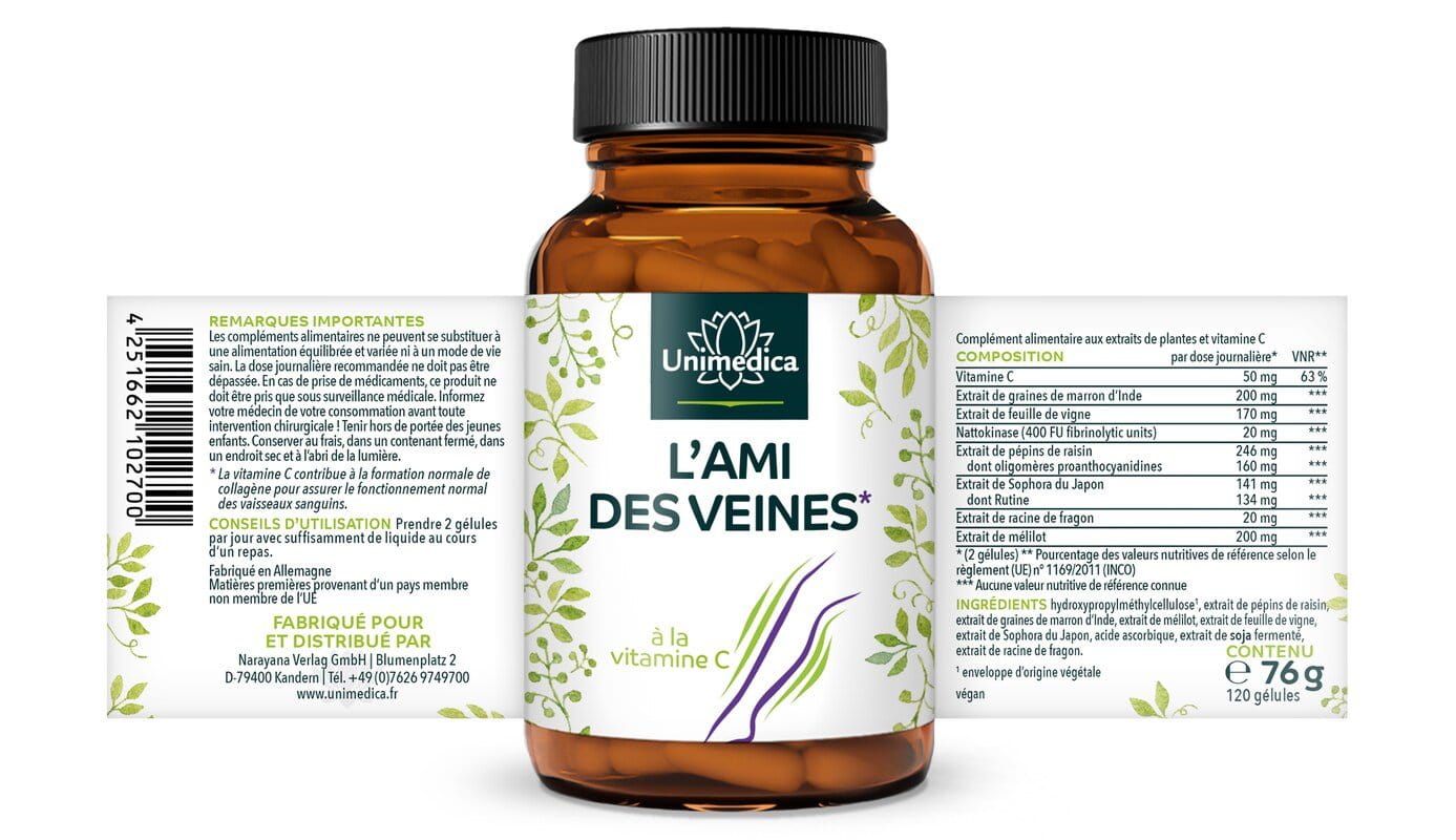Lot de 2: L'ami des veines - à la vitamine C - 2 x 120 gélules - par Unimedica