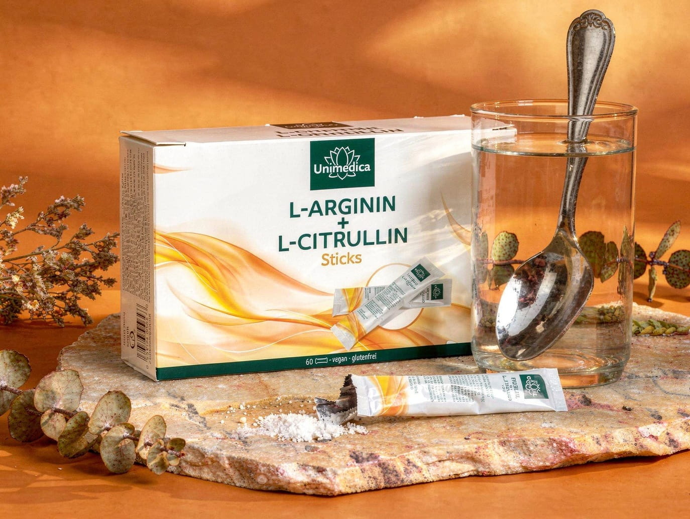 L-Arginin + L-Citrullin Pulver - vegan - 60 Sticks - von Unimedica