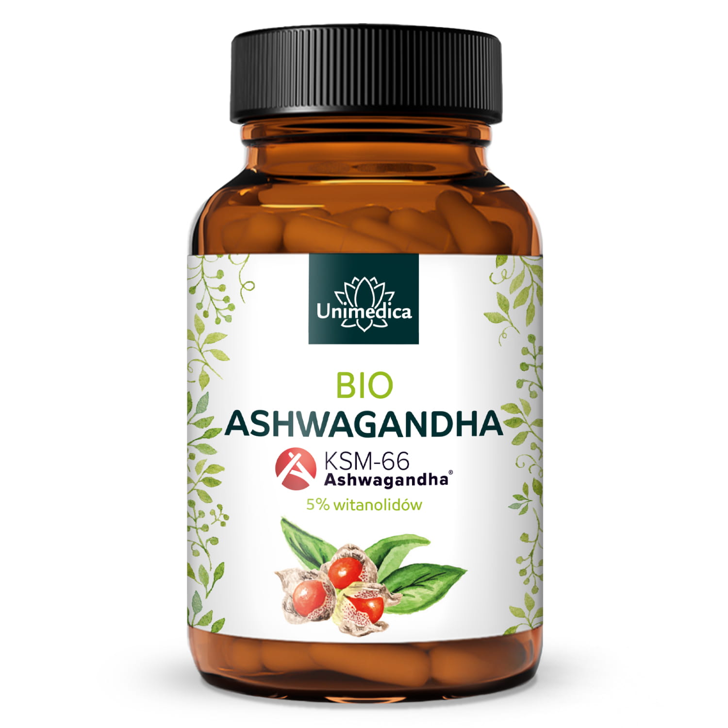 Bio Ashwagandha KSM 66® - 500 mg na dawkę dzienną (1 kapsułka) - 5% withanolidów - 120 kapsułek - od Unimedica
