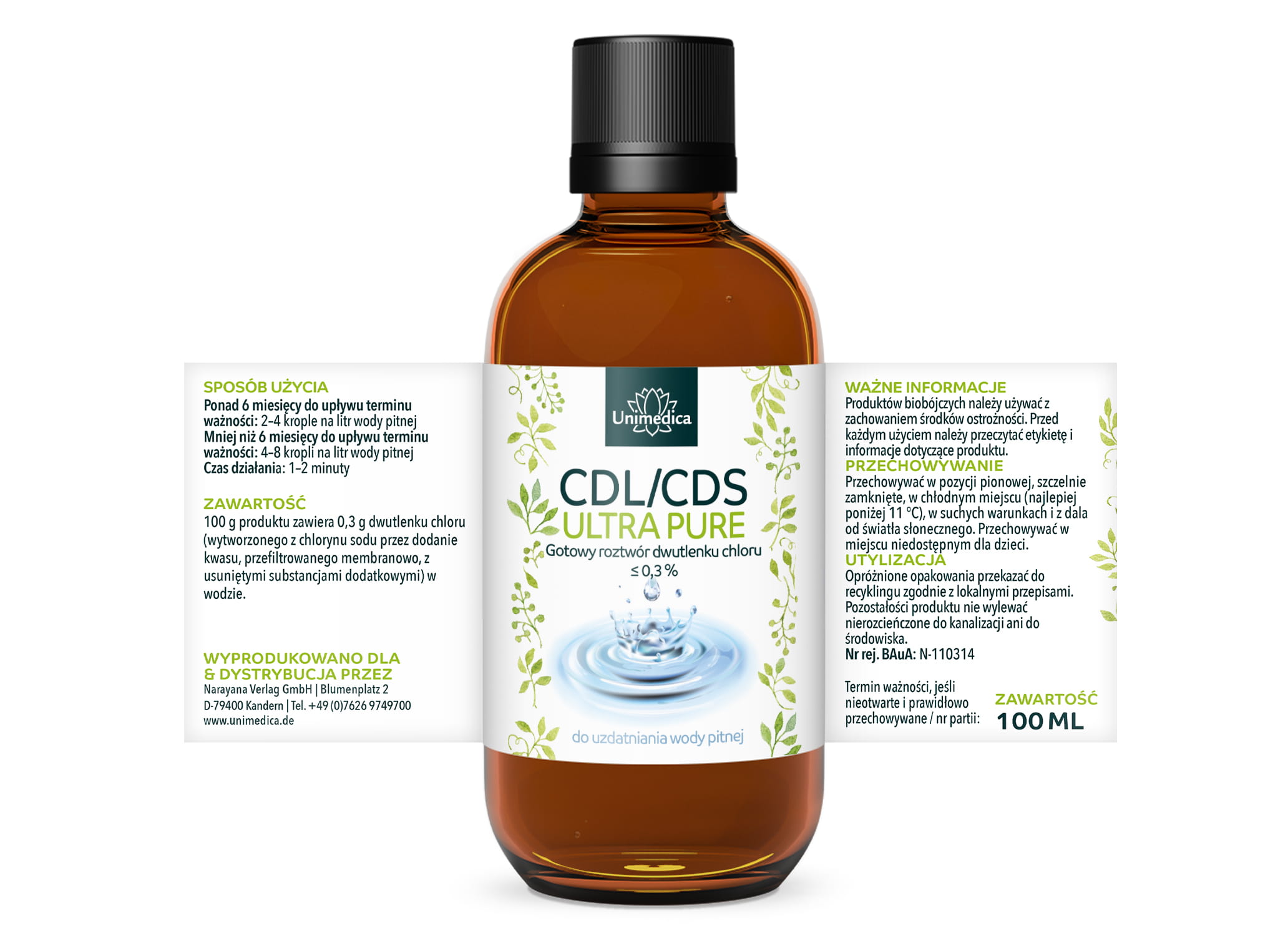 CDL/CDS - ULTRA CZYSTY - gotowy roztwór dwutlenku chloru ≤ 0,3 % - 100 ml - od Unimedica