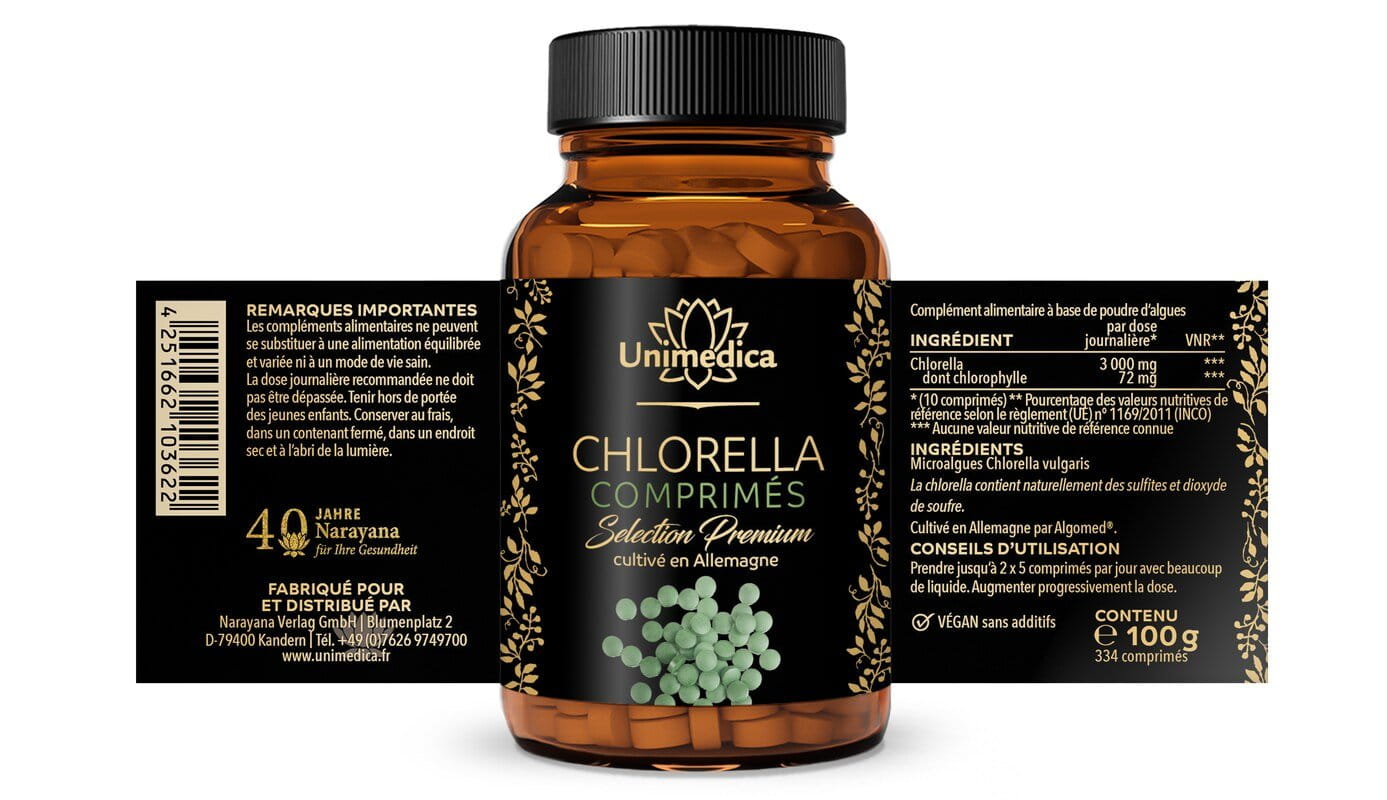 Chlorella Sélection Premium - comprimés - 100 g  origine Allemagne - par Unimedica