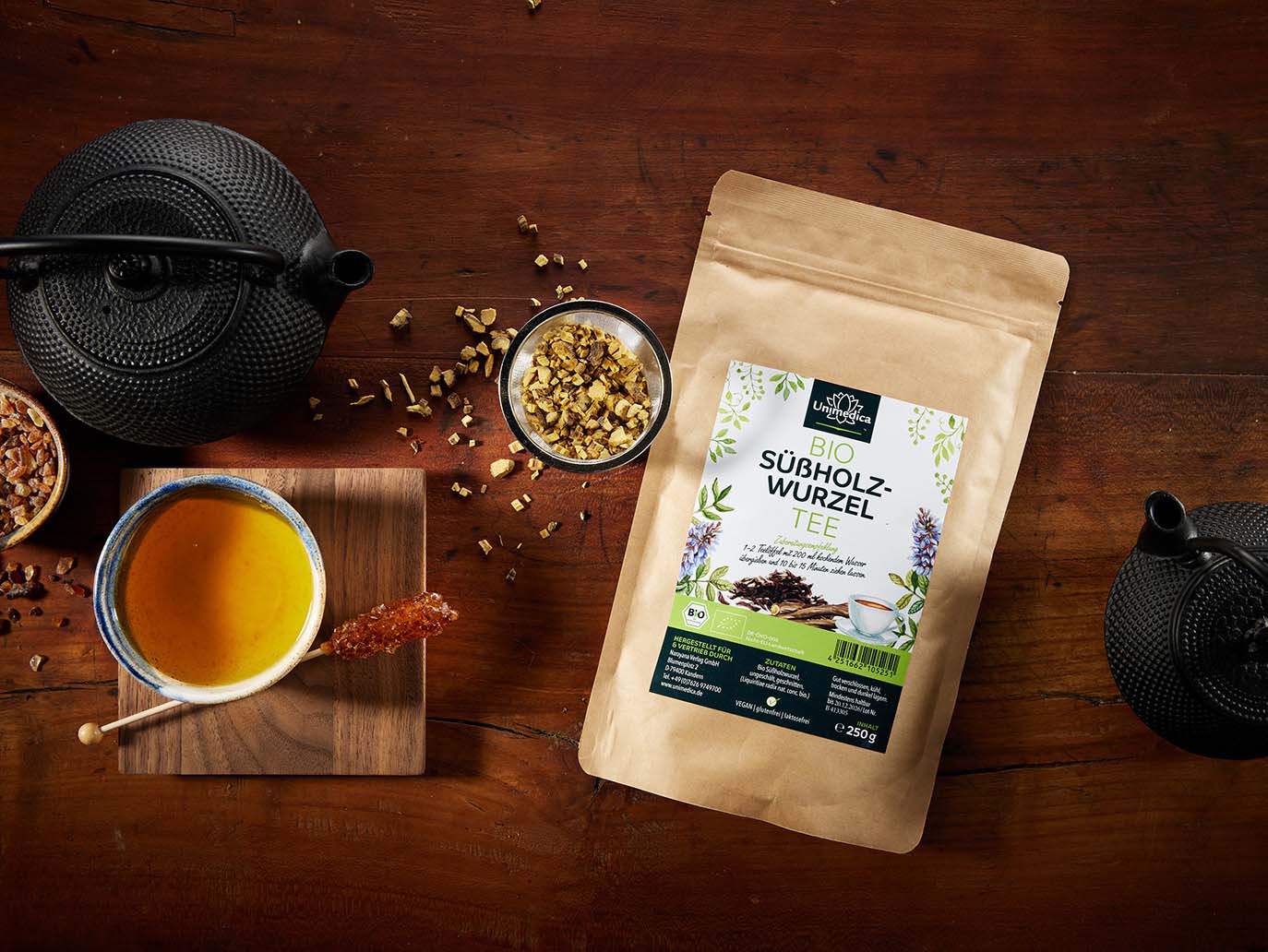 Organic Liquorice Root Tea  Liquiritiae radix nat. conc. bio.  unpeeled and sliced  250 g  from Unimedica