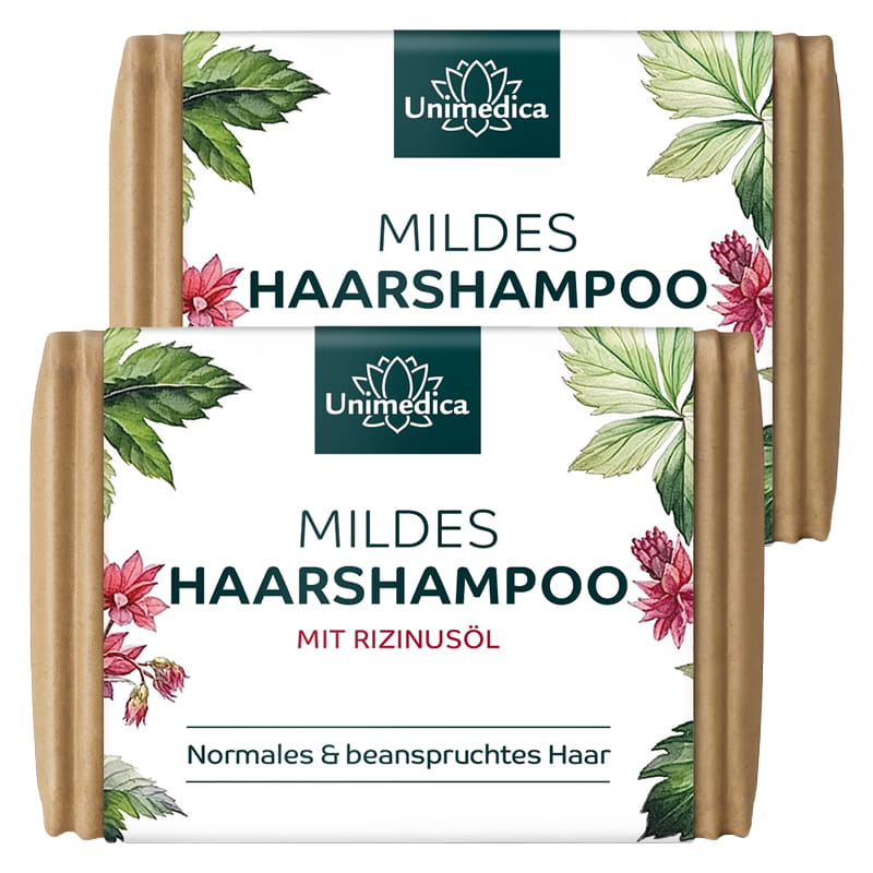 Set: Mild Shampoo  with castor oil  for normal and stressed hair - 2 x 100 g