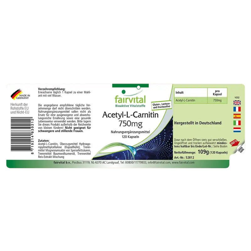 acetyl l carnitin nebenwirkungen Acetyl-L-Carnitin 750mg - 120 Kapseln