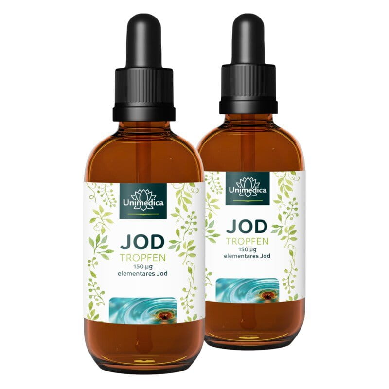 2-pack savings set: Iodine drops - 150 µg per daily dose - high dosage - vegan - 2 x 50 ml -  from Unimedica