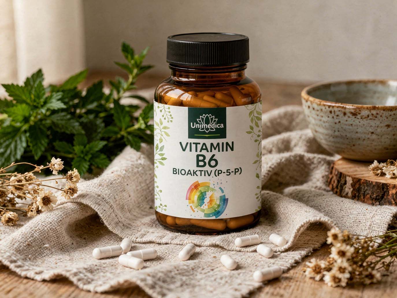 Vitamin B6 BIOAKTIV - Pyridoxal-5-Phosphat (P-5-P) - 25 mg pro Tagesdosis (1 Kapsel) - hochdosiert - 120 Kapseln - von Unimedica