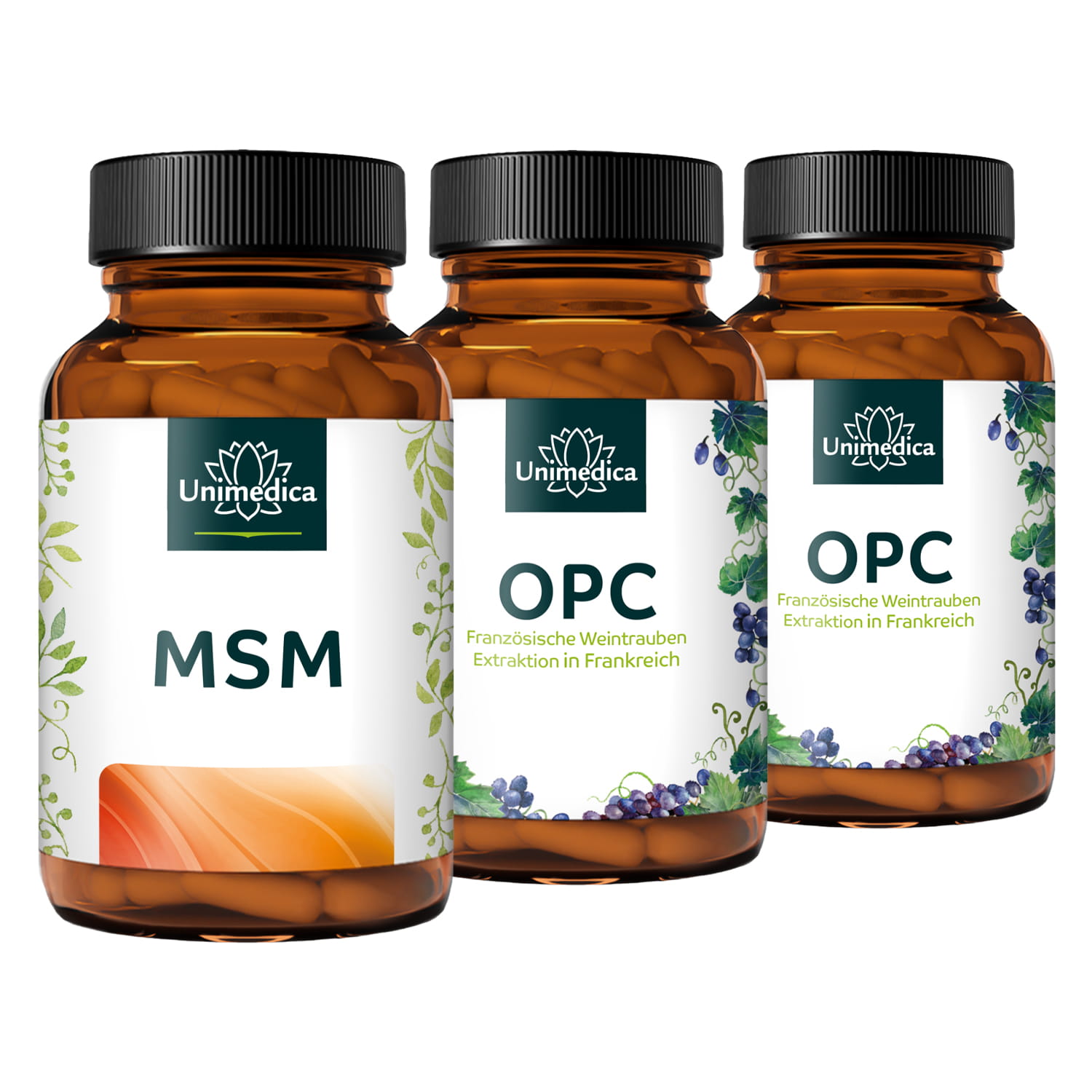 Set: OPC (2 x 60 capsules) and MSM capsules (1 x 365 capsules) - by Unimedica