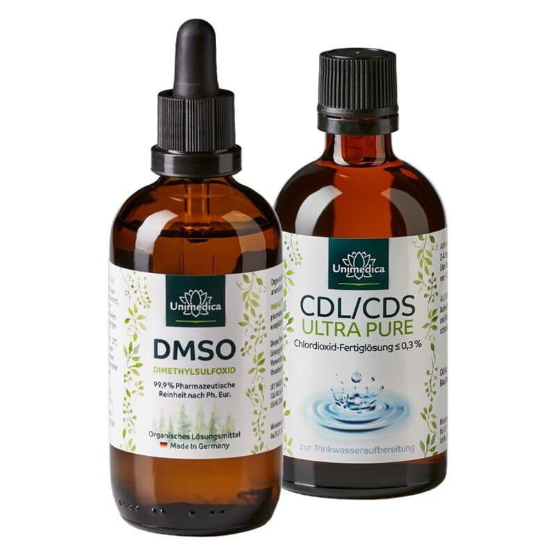 Set: DMSO 99.9 % - 100 ml - AND CDL/CDS - ULTRA PURE - Chlorine Dioxide Ready-to-Use Solution ≤ 0.3 % - 100 ml - from Unimedica