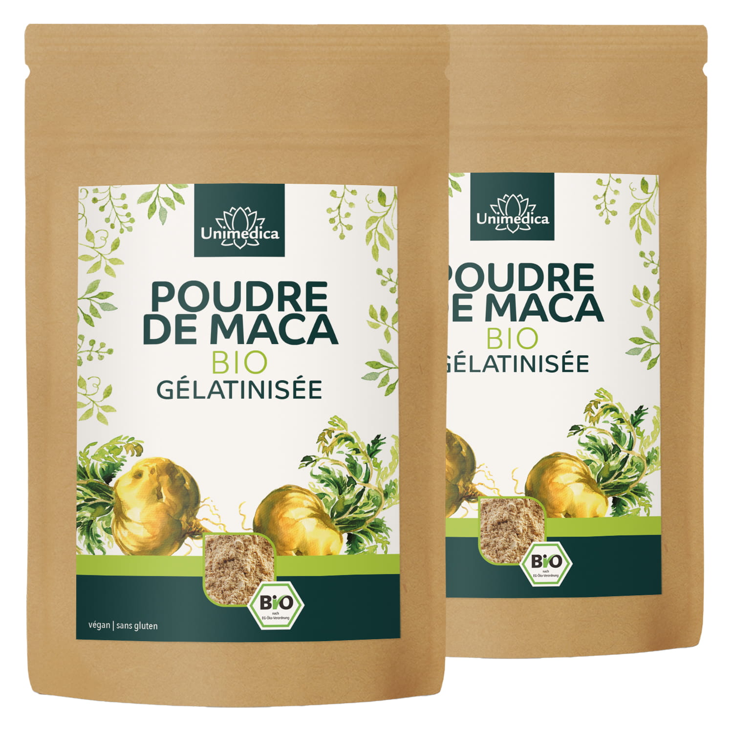 Lot économique de 2 : poudre de maca bio gélatinisée - 2 x 300 g