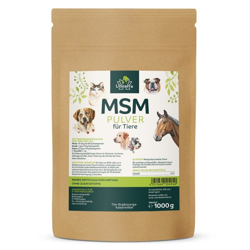 MSM Joint Powder for Animals  for dogs, cats and horses  pure methylsulfonylmethane  single animal food additive - 1000 g - from Uniterra
