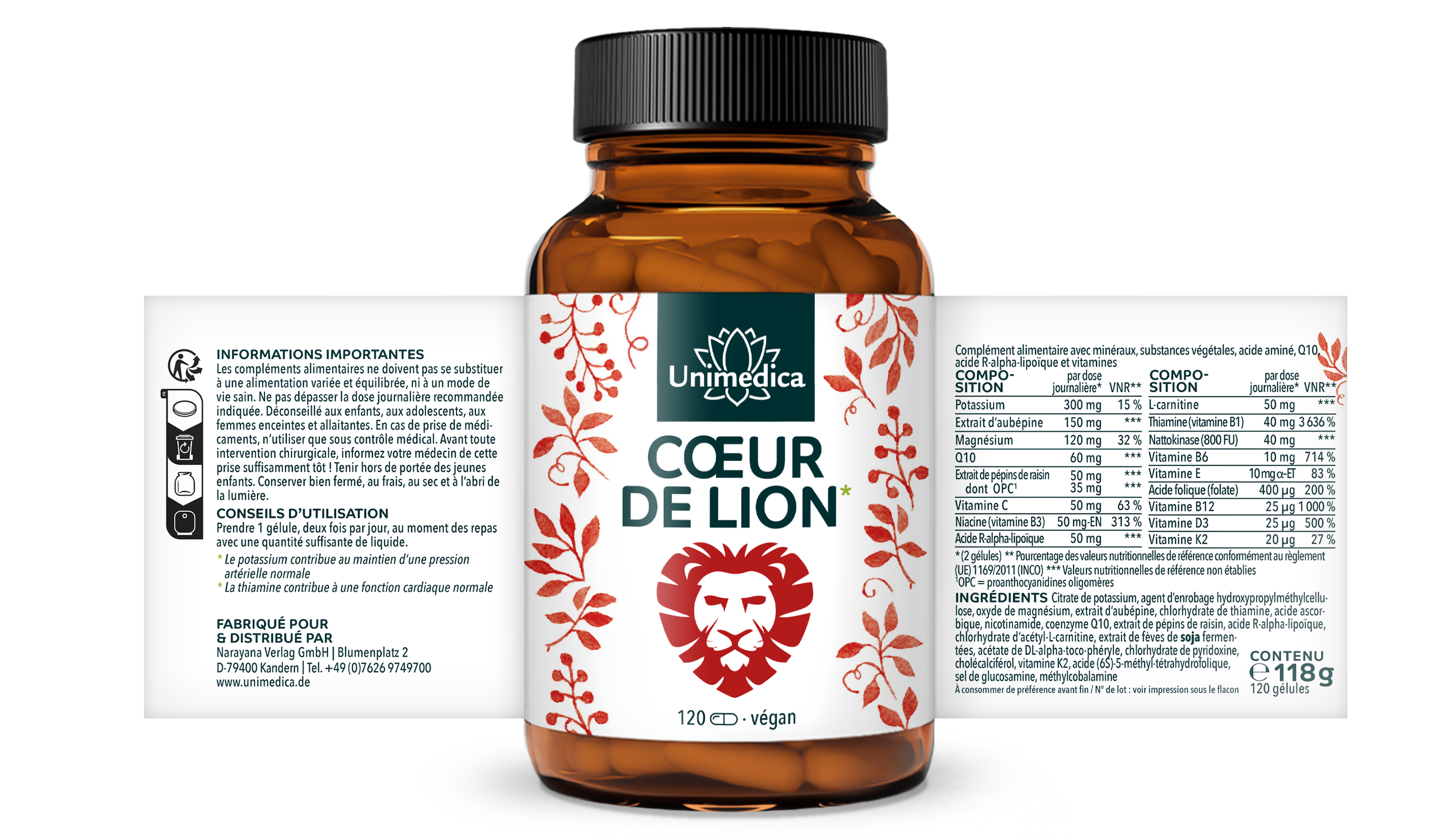 Cœur de lion*  Produit combiné - 120 gélules - par Unimedica