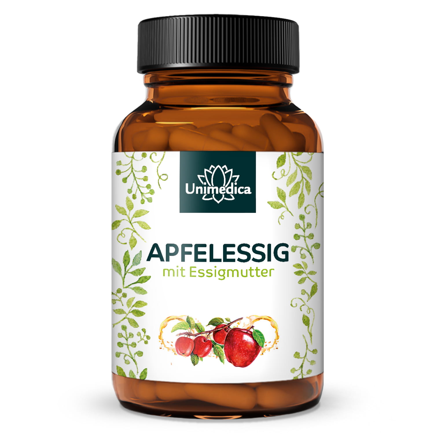 Apfelessig mit Essigmutter - 1140 mg Apfelessigpulver pro Tagesdosis (2 Kapseln) - 120 Kapseln - von Unimedica