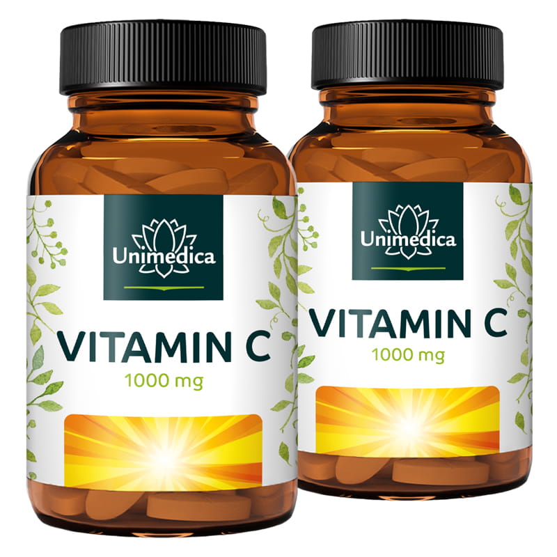 2er-Sparset: Vitamin C - 1000 mg pro Tagesdosis (1 Tablette) - 99 % Reinheit -  hochdosiert - 2 x 180 Tabletten - von Unimedica