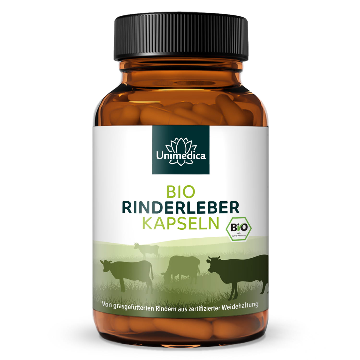 Gélules de foie de bœuf bio – issues de bovins nourris à l'herbe – 240 gélules – Unimedica