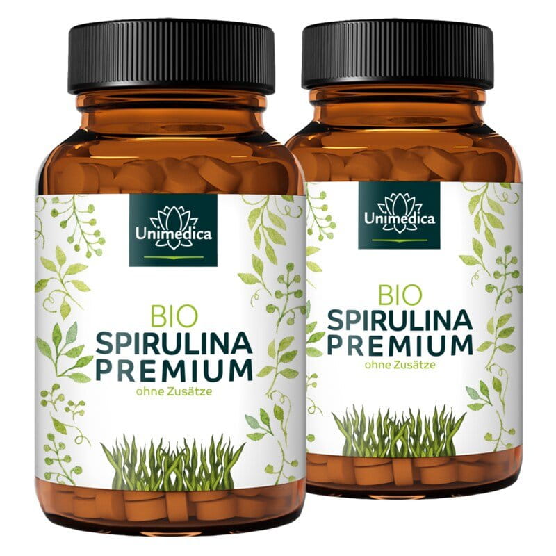 2er-Sparset: Bio Spirulina Premium - 6000 mg pro Tagesdosis (3 x 4 Tabletten) -  hochdosiert - 2 x 500 Tabletten - von Unimedica