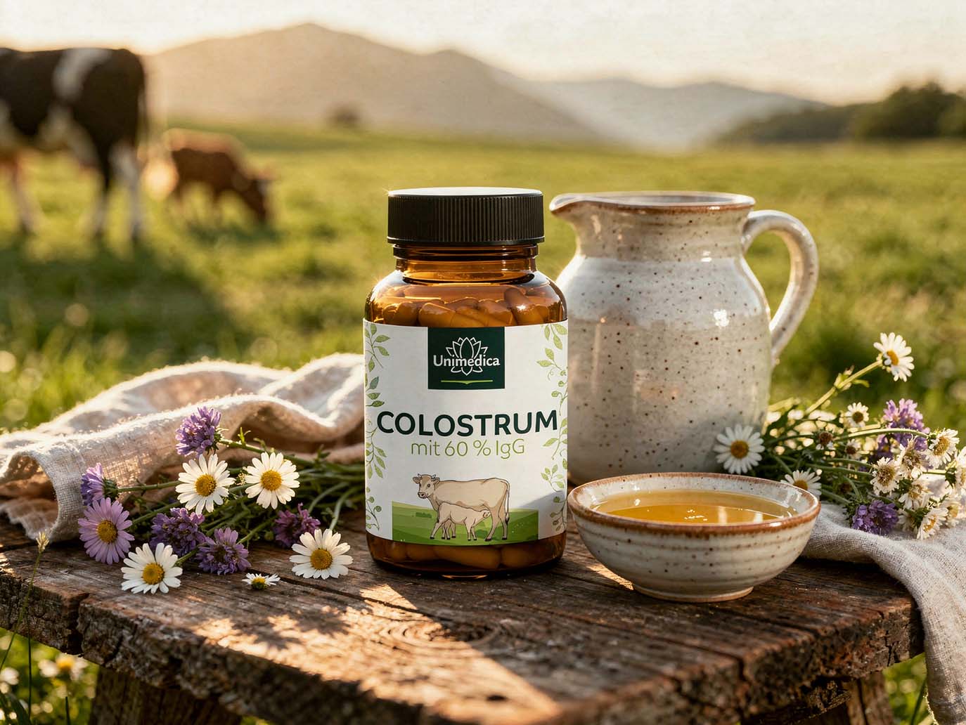 Kolostrum - mit 60 % IgG - 600 mg pro Tagesdosis (2 Kapseln) - 60 Kapseln - von Unimedica