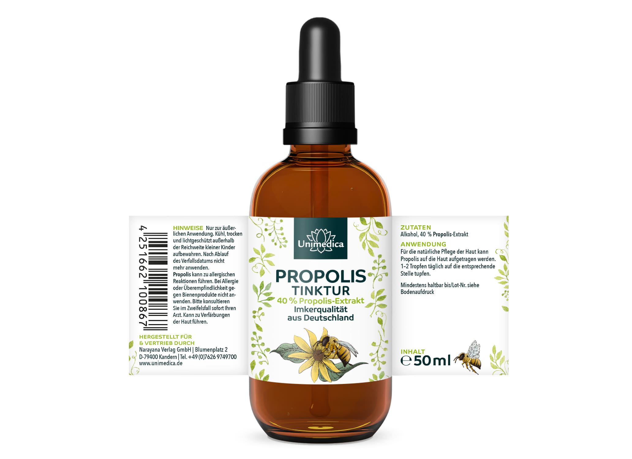 Propolis 40 % Tinktur - aus Deutschland - Imkerqualität - 50 ml - von Unimedica - Topangebot
