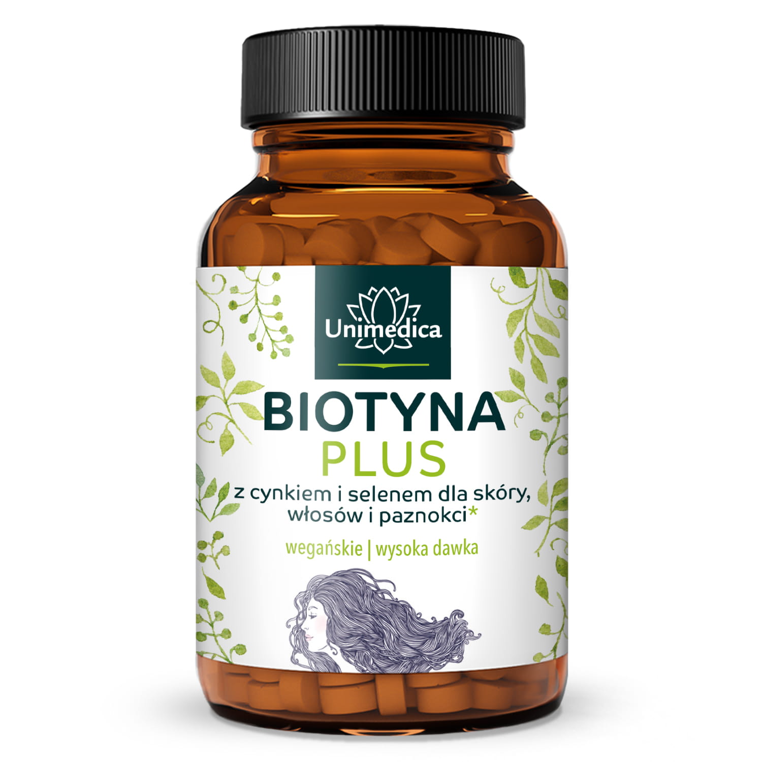 Biotyna Plus z selenem i cynkiem* - dla skóry, włosów i paznokci - o ultrawysokiej dawce - 365 tabletek - od Unimedica