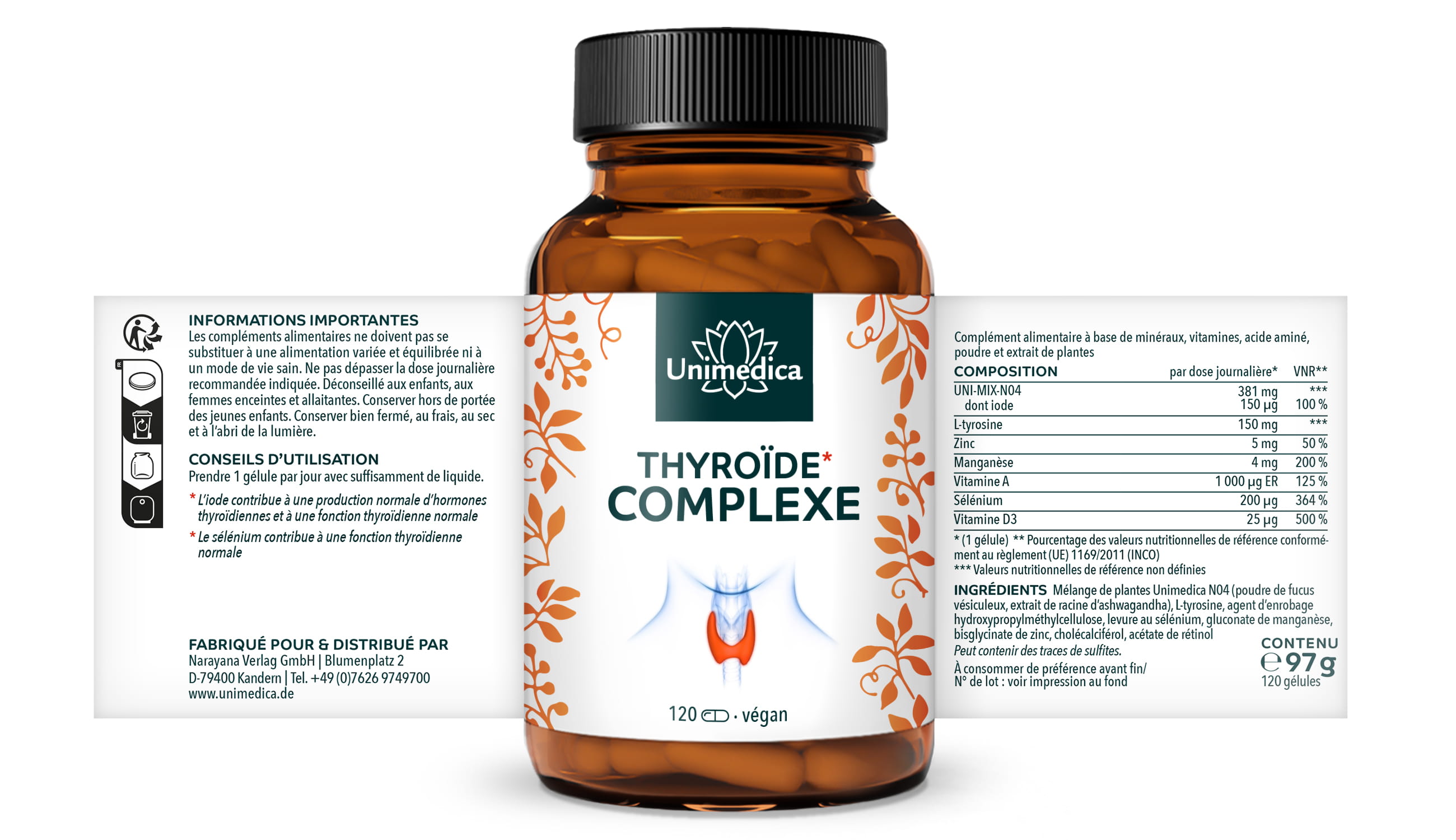 Complexe thyroïde - 120 gélules - par Unimedica